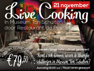 Live cooking restaurant de Pastorie tussen kleurrijke schilderijen