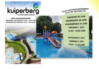 Openingstijden zwembad de Kuiperberg; donderdag 30 juni langer geopend