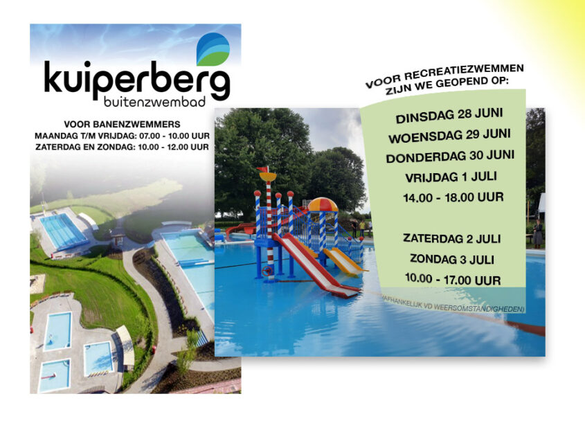 Openingstijden zwembad de Kuiperberg; donderdag 30 juni langer geopend