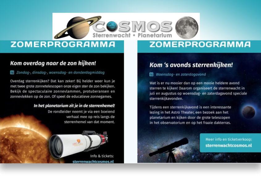 Zomerprogramma Sterrenwacht Cosmos Lattrop