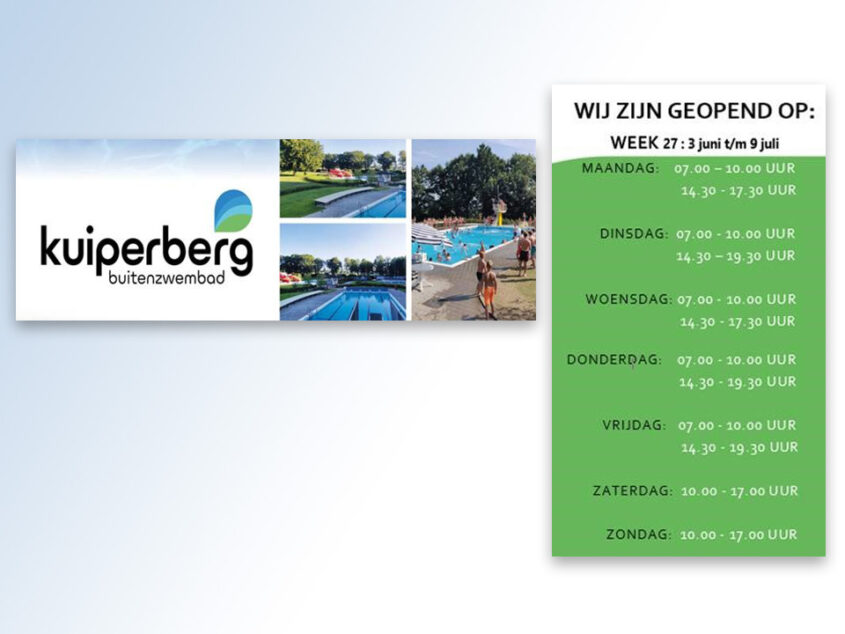 Openingstijden zwembad de Kuiperberg in week 27