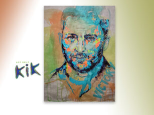Portret Zelensky bij opbod verkocht tijdens Kunst in Ootmarsum