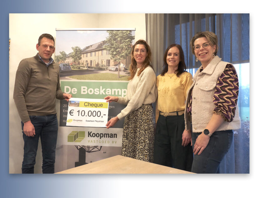 Buurtspeeltuin Wildernis – de Boskamp weer dichterbij door gulle cheque van Koopman Vastgoed