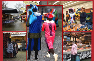 Piet neemt wat lekkers mee naar de markt