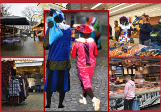 Piet neemt wat lekkers mee naar de markt