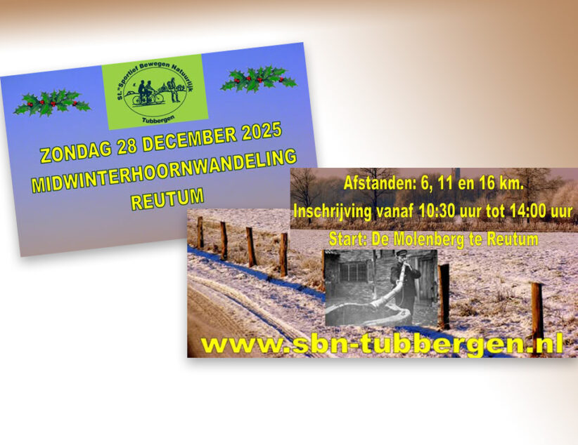 Midwinterhoornwandeling met start en stamppotbuffet bij de Molenberg
