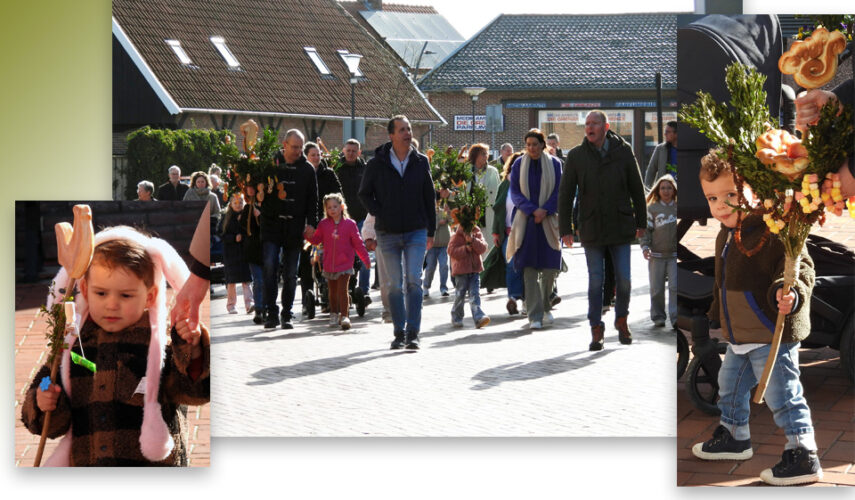 Een lief gebaar tijdens de Palmpaasoptocht